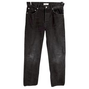 Men's Sandro Wide Straight Leg Black 100% Cotton Denim Jeans 32x30 $390 Retail